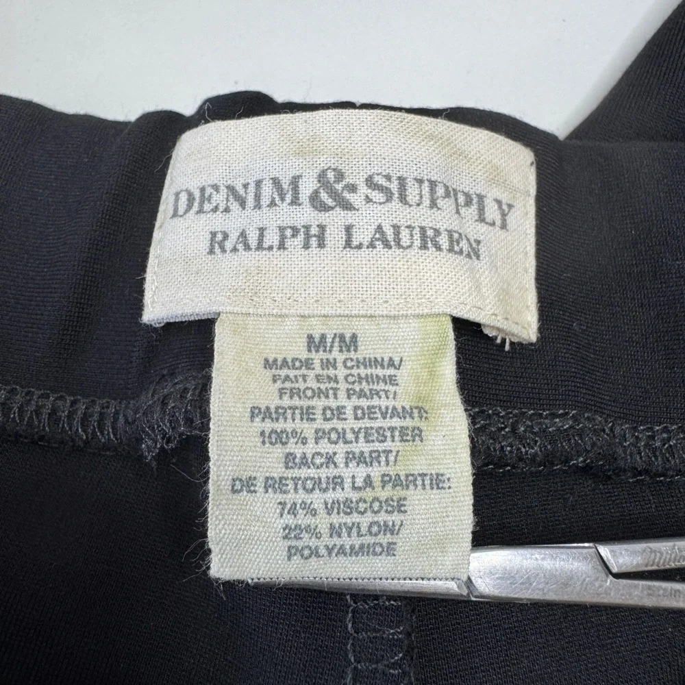 DENIM & SUPPLY Ralph Lauren Mixed Media Legging MED Black Faux Leather Moto Goth
